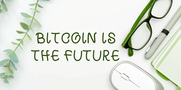 Exhibición Conceptual Bitcoin Futuro Mercado Digital Fotos Conceptuales Donde Los —  Fotos de Stock