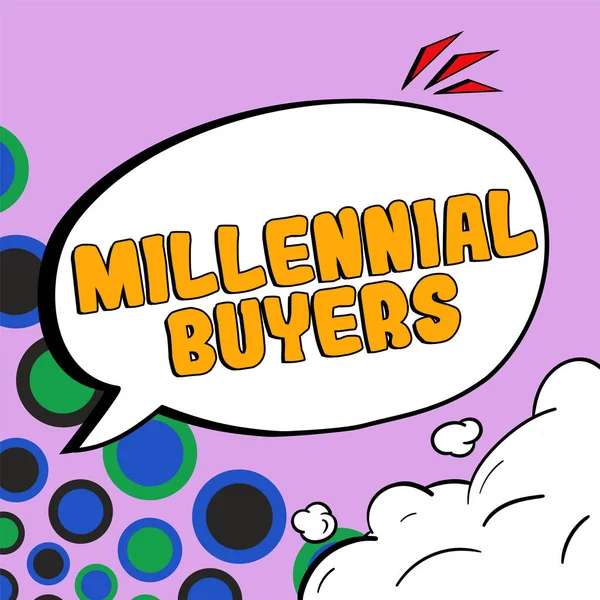 Text Showing Inspiration Millennial Buyers Concept Meaning Type Consumers Interested — Stok fotoğraf