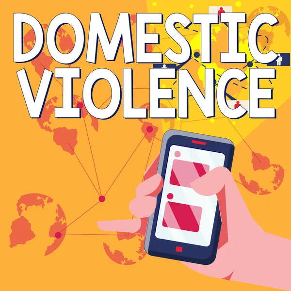 Hand Writing Sign Domestic Violence Internet Concept Violent Abusive Behavior — Foto de Stock