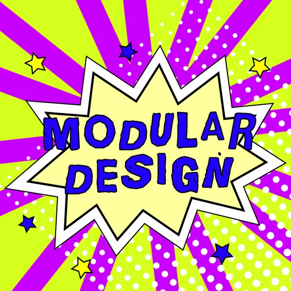 Text sign showing Modular Design, Internet Concept product designing to produce product by integrating or combining independent parts