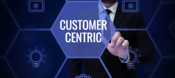 Tekst Pokazujący Inspirację Customer Centric Business Concept Process Care Customers — Zdjęcie stockowe