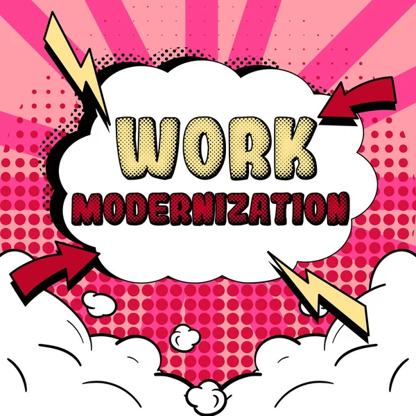 Text Sign Showing Work Modernization Business Approach Changing Product Service — Stockfoto