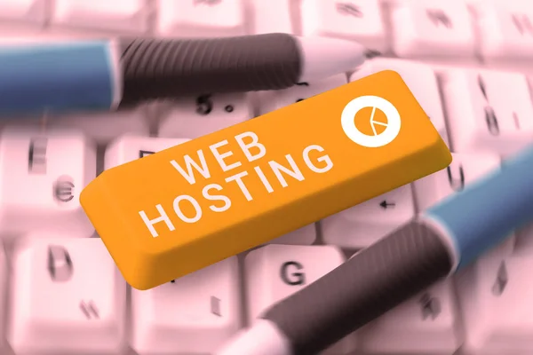 Text sign showing Web Hosting, Concept meaning The activity of providing storage space and access for websites
