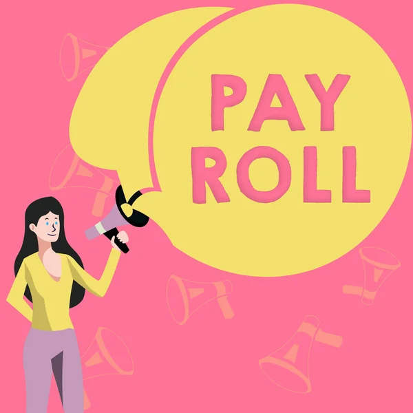 Escrevendo Exibindo Texto Pay Roll Foto Conceitual Quantidade Salários Salários — Fotografia de Stock