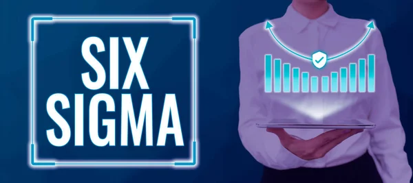 Pisanie Ręczne Znak Six Sigma Techniki Zarządzania Podejściem Biznesowym Celu — Zdjęcie stockowe
