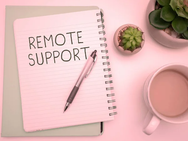 Writing Displaying Text Remote Support Word Written Help End Users — Stock Photo, Image