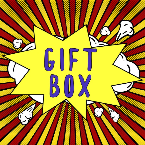 Podpis Koncepcyjny Gift Box Koncepcja Biznesowa Mały Pojemnik Monety Wzorami — Zdjęcie stockowe