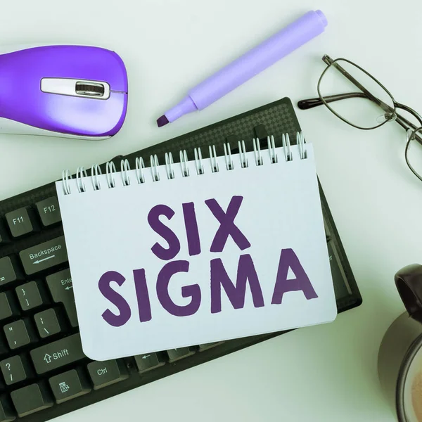 Text caption presenting Six Sigma, Business overview management techniques to improve business processes