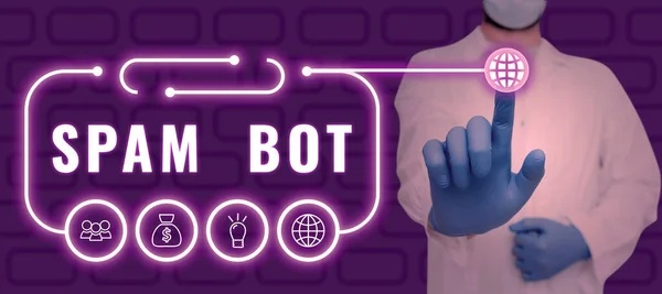 Handwriting Text Spam Bot Business Concept Autonomous Program Internet Sends — Fotografia de Stock