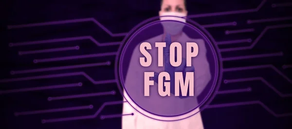 Знак Тексту Зображенням Stop Fgm Word Put End Women Genital — стокове фото