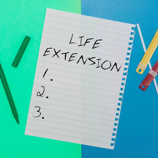 Writing displaying text Life Extension, Business showcase able to continue working for longer than others of the same kind