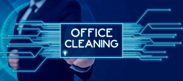 Sign Displaying Office Cleaning Business Idea Action Process Cleaning Office — Fotografia de Stock