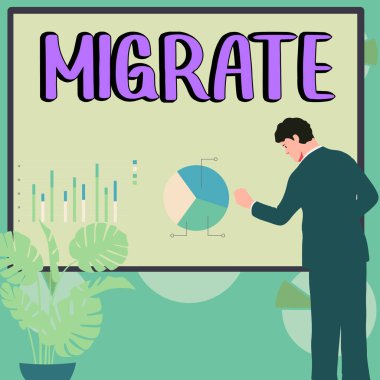 Conceptual display Migrate, Business concept to move or travel from one country place or locality to another