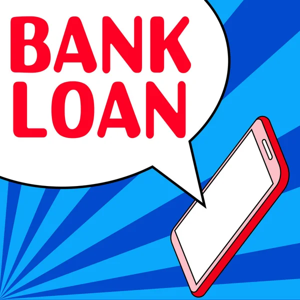 Writing displaying text Bank Loan, Word Written on an amount of money loaned at interest by a bank to a borrower