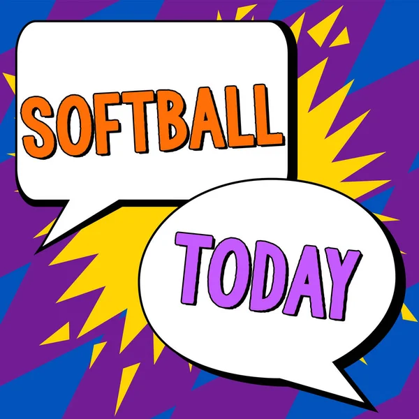 Text Sign Showing Softball Business Overview Sport Similar Baseball Played —  Fotos de Stock