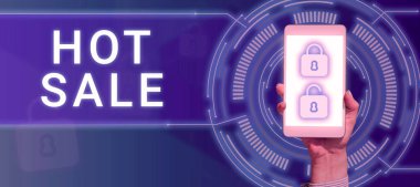 Handwriting text Hot Sale, Conceptual photo putting products on high discount Great price Black Friday