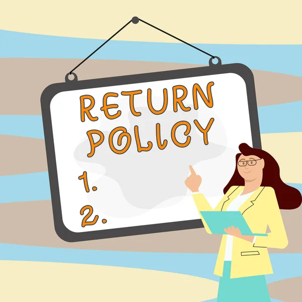 Text Sign Showing Return Policy Business Showcase Tax Reimbursement Retail — Fotografia de Stock