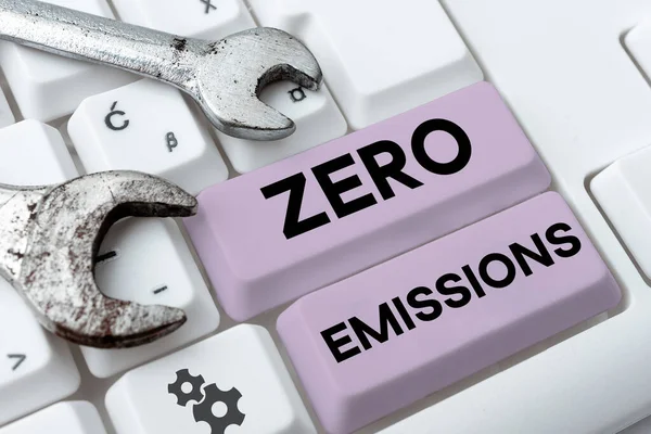 Text Caption Presenting Zero Emissions Concept Meaning Emits Waste Products — Φωτογραφία Αρχείου