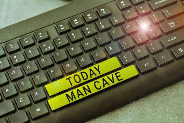 Texto Que Presenta Man Cave Concepto Que Significa Una Habitación —  Fotos de Stock