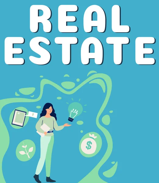 Fogalmi Felirat Real Estate Business Bemutatja Ingatlant Amely Föld Épületek — Stock Fotó