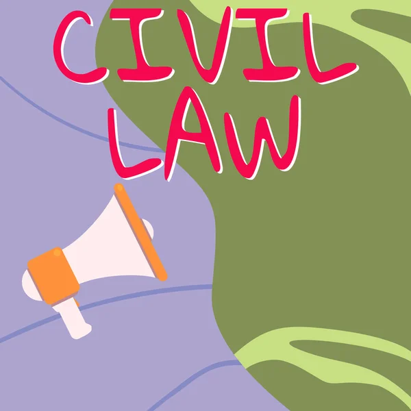 テキストを表示する文字を書く民法 コミュニティのメンバー間の私的な関係に関する法律に関する言葉 — ストック写真