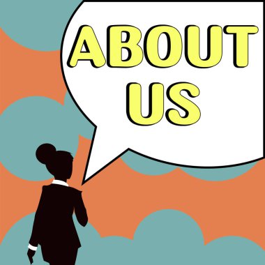 Hand writing sign About Us, Conceptual photo to introduce who or what something relates to or concerns