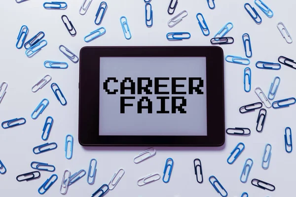 Conceptual Caption Career Fair Internet Concept Event Which Job Seekers — Foto de Stock