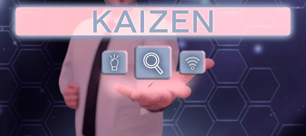 Schreiben Von Text Kaizen Internet Konzept Eine Japanische Geschäftsphilosophie Zur — Stockfoto
