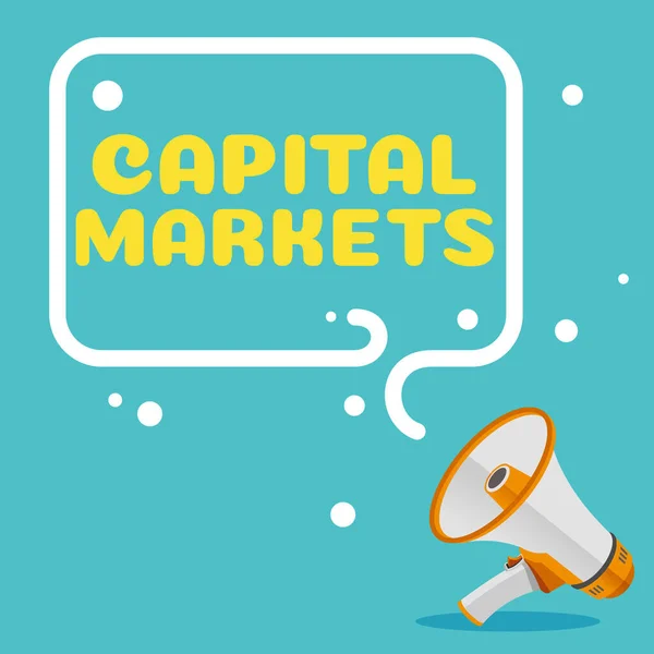 Text Caption Presenting Capital Markets Internet Concept Allow Businesses Raise — Foto de Stock