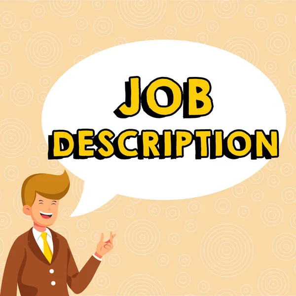 Text Caption Presenting Job Description Word Document Describes Responsibilities Position — 图库照片