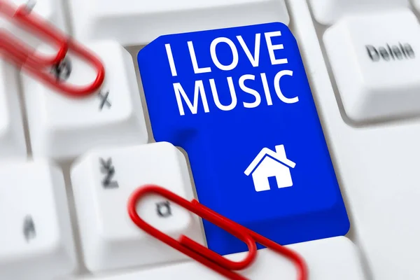 Sign Displaying Love Music Concept Meaning Having Affection Good Sounds — Stock Fotó