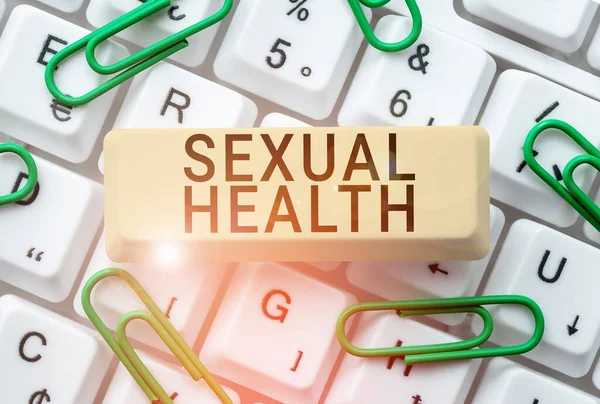 Texto Que Presenta Salud Sexual Palabra Escrita Cuerpo Más Saludable —  Fotos de Stock