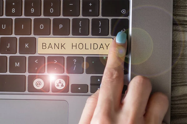 Tekstbord Met Bank Holiday Business Vitrine Een Dag Waarop Banken — Stockfoto