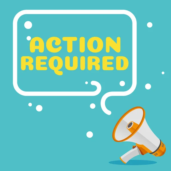 Text Sign Showing Action Required Word Written Regard Action Someone — Stock Photo, Image