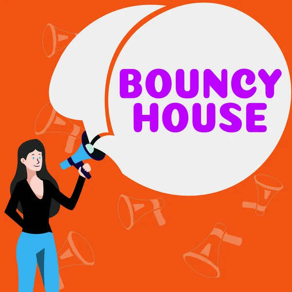 Вдохновение Показывает Знак Bouncy House Бизнес Витрина Автоматизированная Программа Которая — стоковое фото