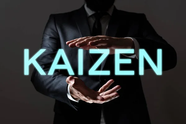 Text Showing Inspiration Kaizen Internet Concept Japanese Business Philosophy Improvement —  Fotos de Stock