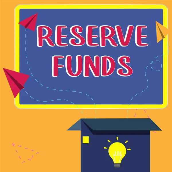 Hand Writing Sign Reserve Funds Concept Meaning Money Released Bank — 스톡 사진