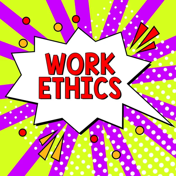 Text Sign Showing Work Ethics Business Approach Set Values Centered — Stock Fotó