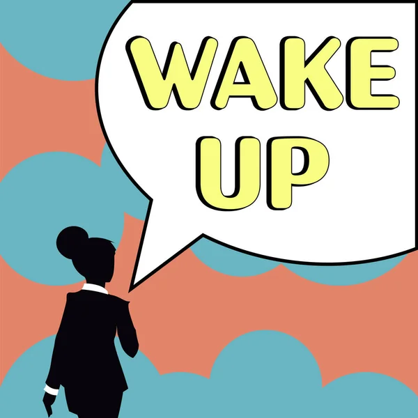 Writing Displaying Text Wake Word Instance Person Waking Being Woken — Fotografia de Stock