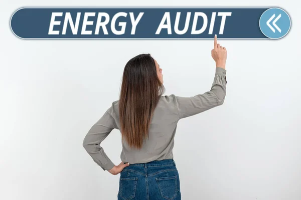 Testo Calligrafico Energy Audit Business Showcase Assessment Del Fabbisogno Energetico — Foto Stock