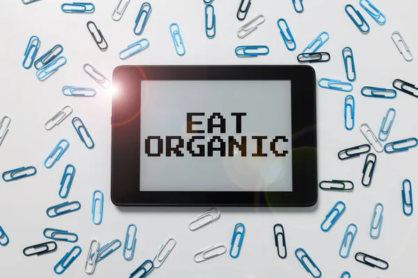 Znak Pisma Ręcznego Jedz Organic Pomysł Biznes Redukcja Spożycia Słodyczy — Zdjęcie stockowe