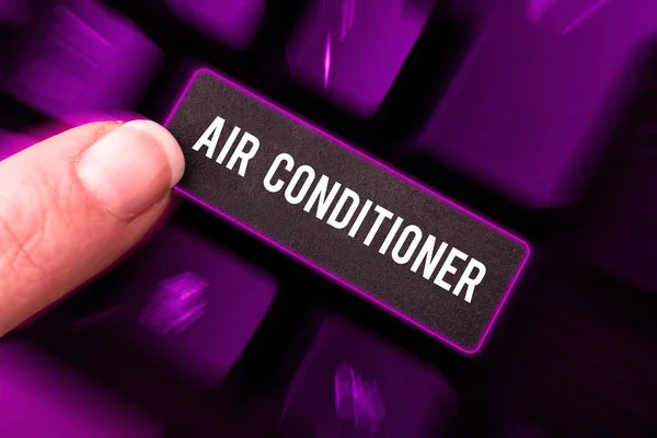 エアコンを示す文字記号 空気を洗浄し その湿度と温度を制御するための装置のための単語 — ストック写真