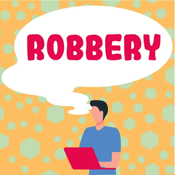 Inspiration Showing Sign Robbery Word Action Taking Property Unlawfully Person — 图库照片