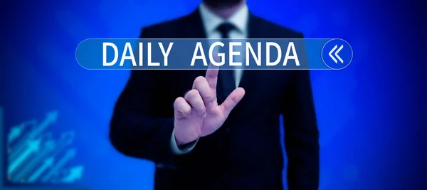 Sign Displaying Daily Agenda Business Concept List Items Discussed Daily — Stockfoto