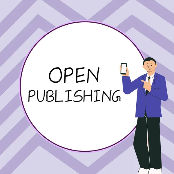Firma Visualizzazione Open Publishing Concetto Che Significa Accesso Online Molti — Foto Stock