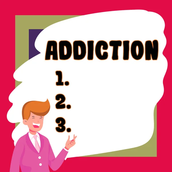 Text Sign Showing Addiction Business Approach Condition Being Addicted Particular — Stock Photo, Image