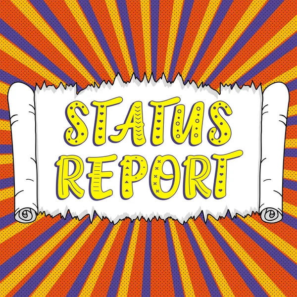 Conceptual Caption Status Report Business Showcase Update Summary Situations Period — Φωτογραφία Αρχείου