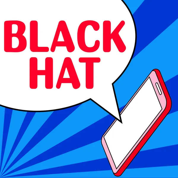 Text showing inspiration Black Hat, Word Written on used in reference to a bad person especially a villain or criminal