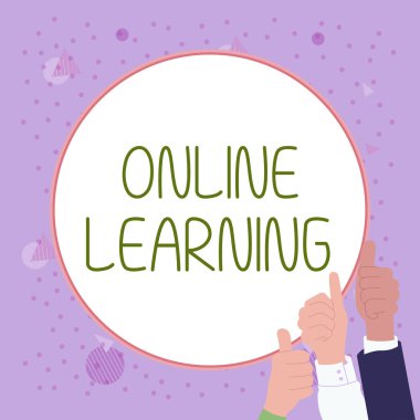 Hand writing sign Online Learning, Business overview Larning with the assistance of the Internet and a computer