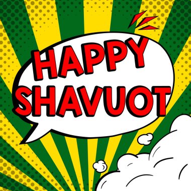 Hand writing sign Happy Shavuot, Business approach Jewish holiday commemorating of the revelation of the Ten Commandments